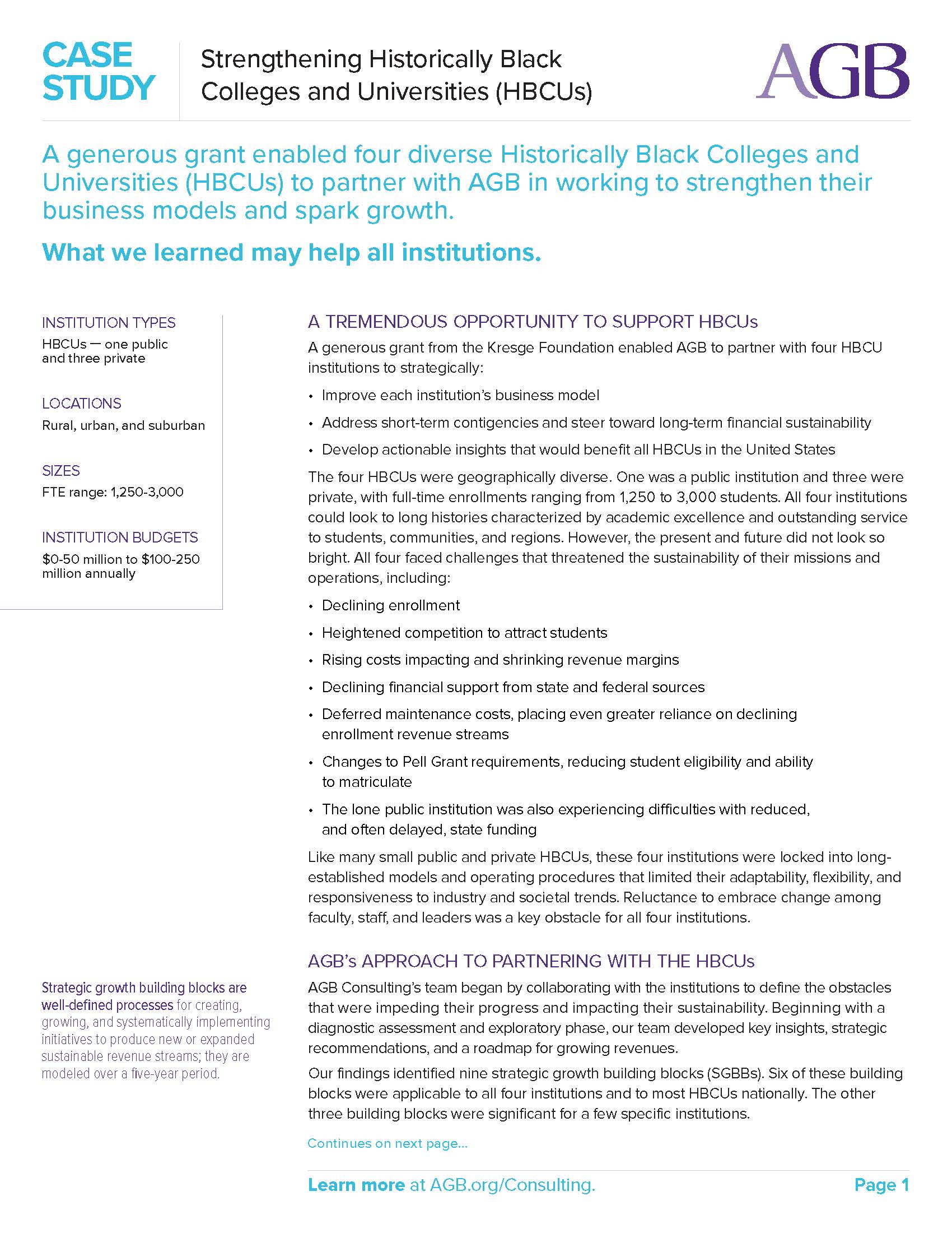 AGB Case Study Strengthening Historically Black Colleges and Universities (MBCUs)