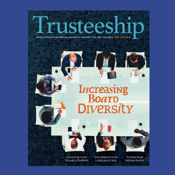 AGB Trusteeship Magazine September/October 2020 with cover article "Increasing Board Diversity"