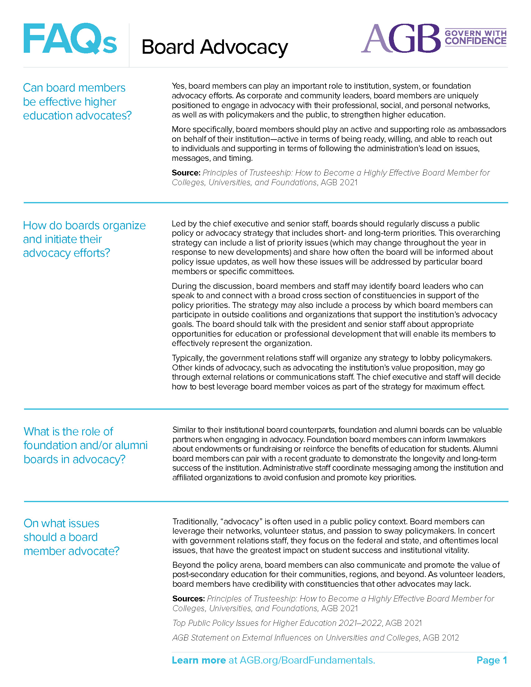 AGB FAQs Board Advocacy