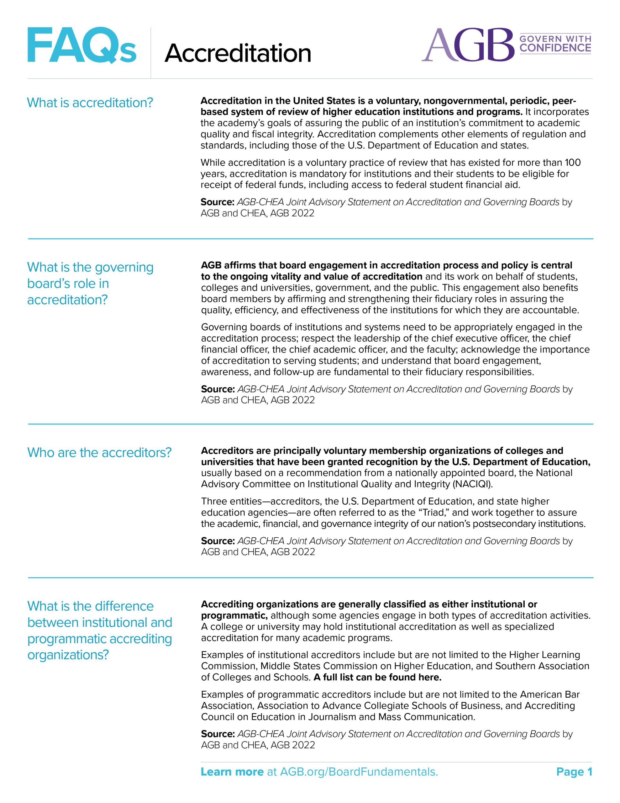 AGB FAQs Accreditation