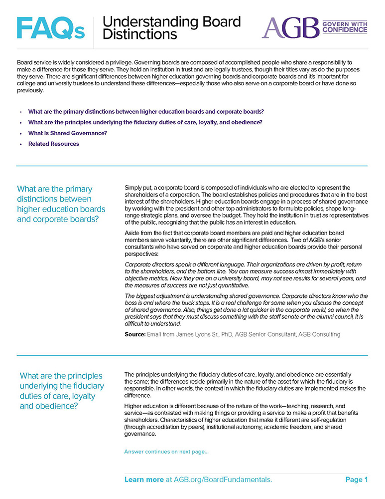 AGB FAQs fact sheet: Understanding Board Distinctions