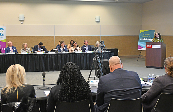 Assistant Secretary Andrea DeSantis reports on Workforce Pell to members of the NCWorks Commission, during their meeting in Raleigh, North Carolina, on February 11, 2026.